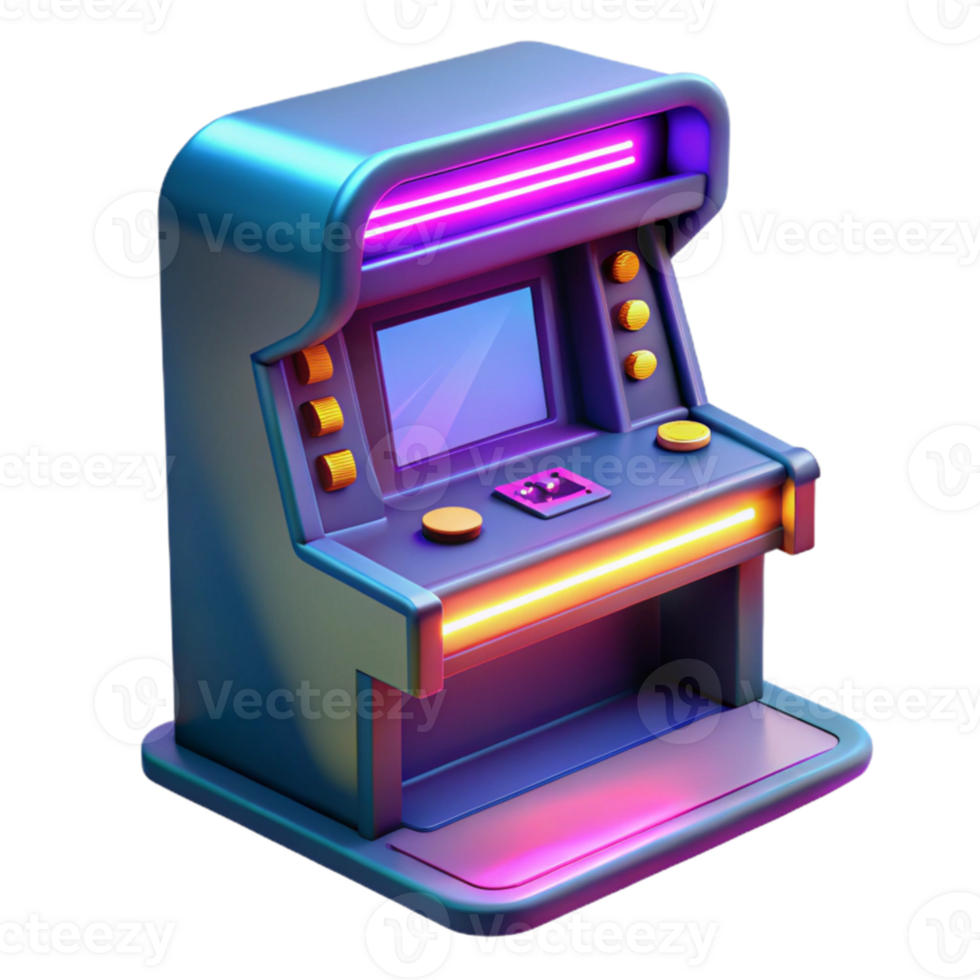 serene contemporary Retro Arcade Game Machine 3D Render genuine png