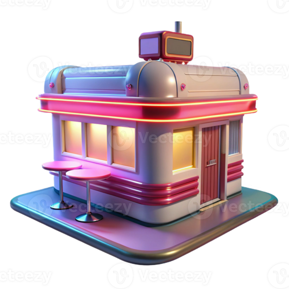 beautiful rustic Retro Diner 3D Model high quality png