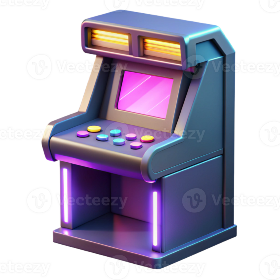 wonderful rustic Retro Arcade Game Machine 3D Render detailed png