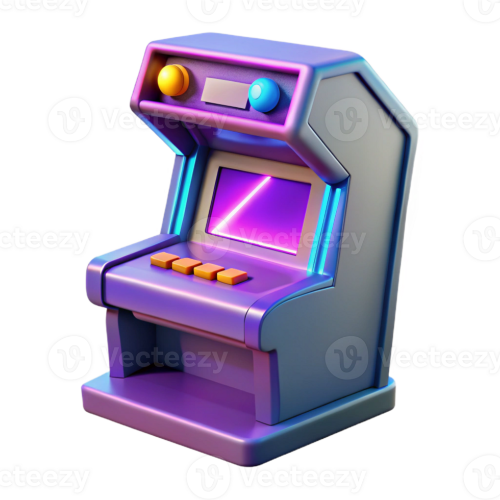 vibrant rustic Retro Arcade Game Machine 3D Render premium png