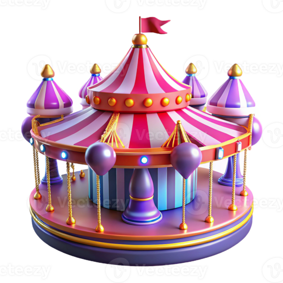 magnificent creative Whimsical 3D Carousel Illustration 4K png