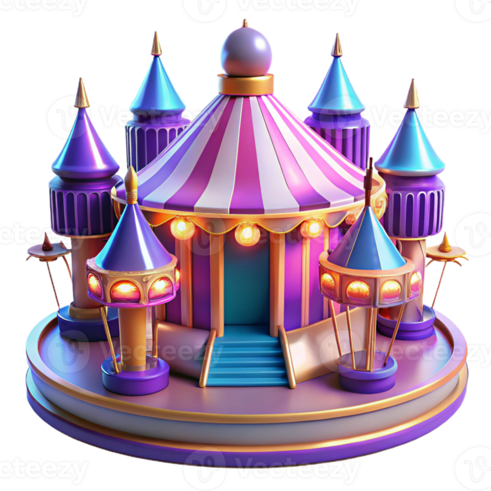 wonderful traditional Enchanted Carnival Castle 3D Render professional png