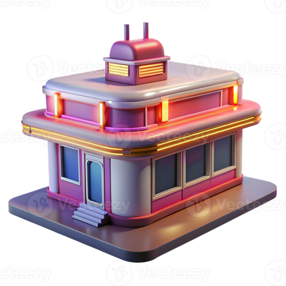 dramatic minimalist Retro Diner 3D Model premium png