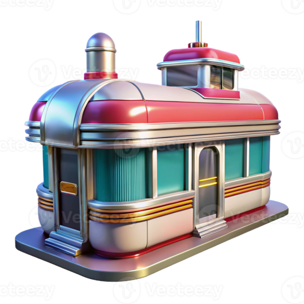 elegant minimalist Retro Diner 3D Model 4K png