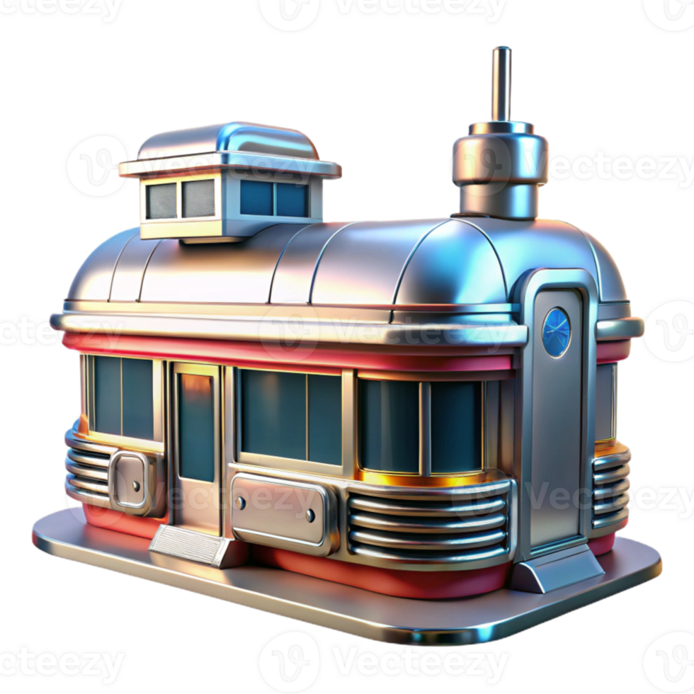 serene minimalist Retro Diner 3D Model high resolution png