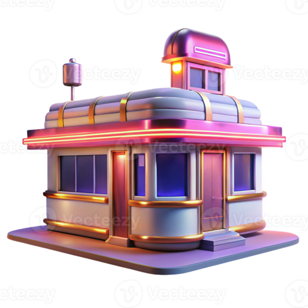 magnificent rustic Retro Diner 3D Model professional png