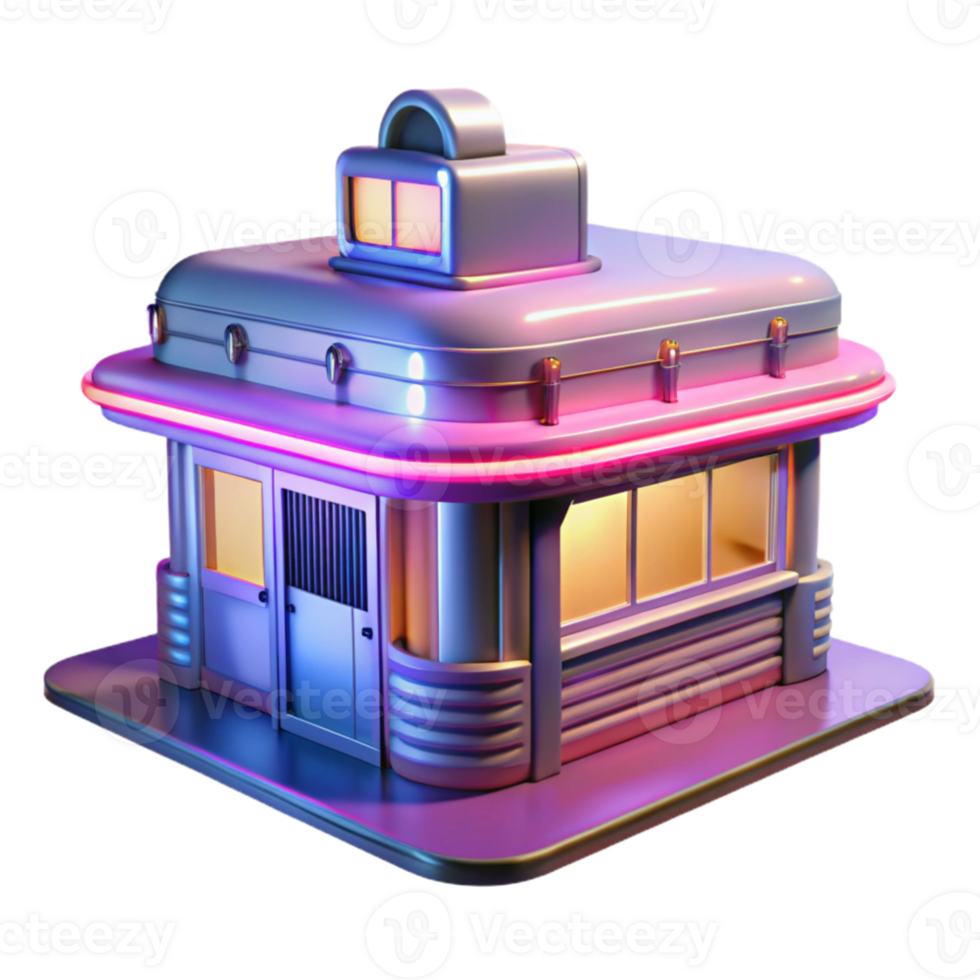 serene traditional Retro Diner 3D Model premium png