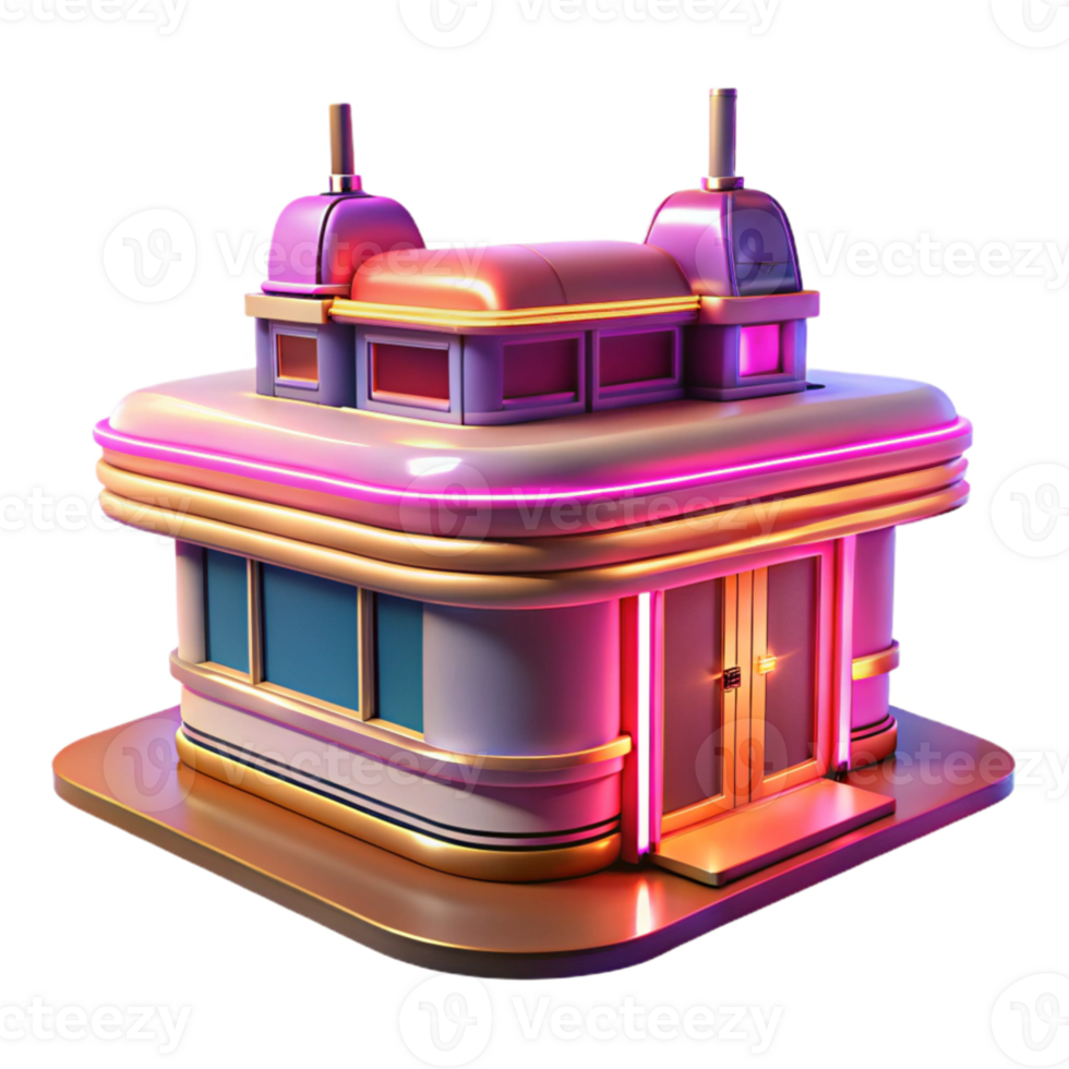 serene contemporary Retro Diner 3D Model 4K png