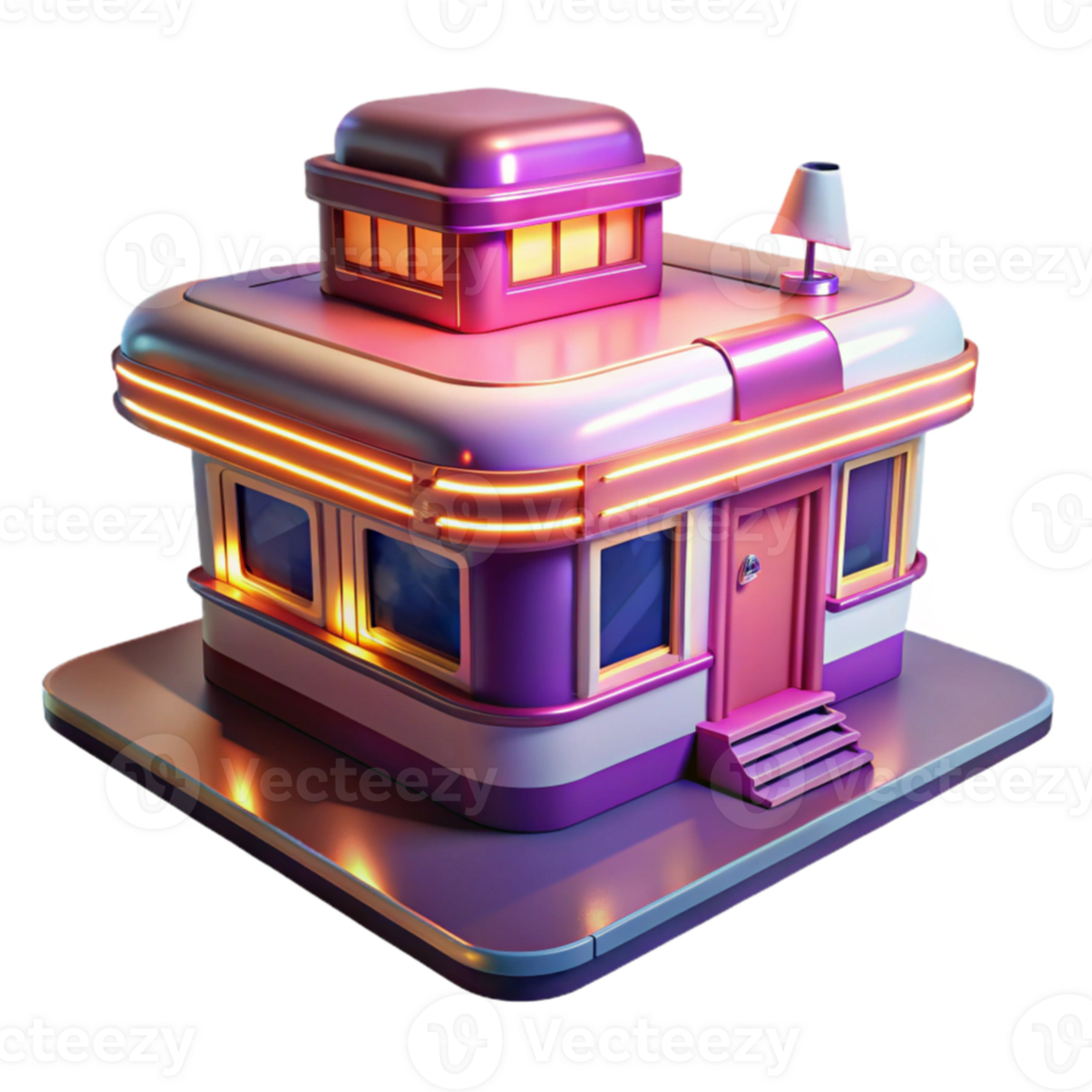 extraordinary contemporary Retro Diner 3D Model Render genuine png