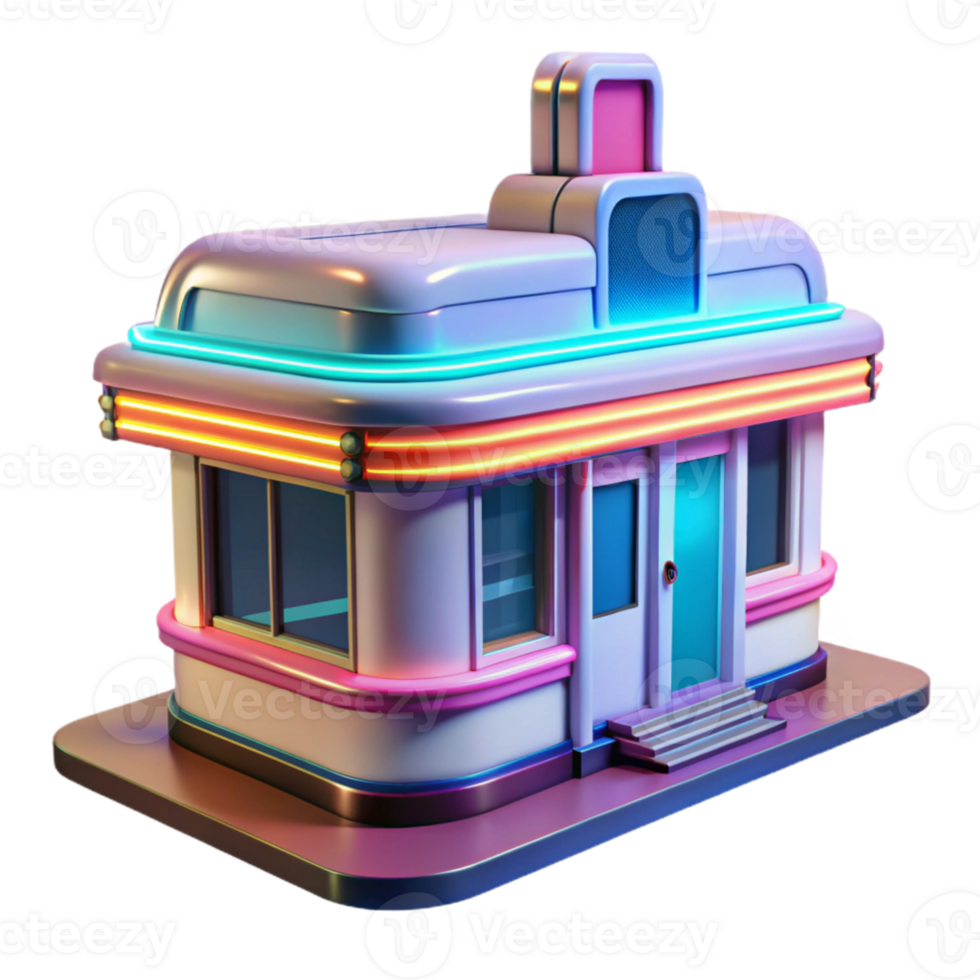 stunning creative Retro Diner 3D Model Neon Lights high quality png
