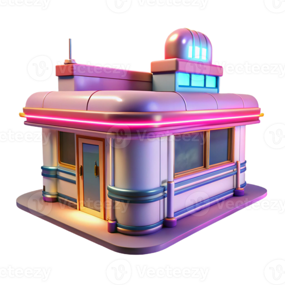 wonderful creative Retro Diner 3D Model 4K png