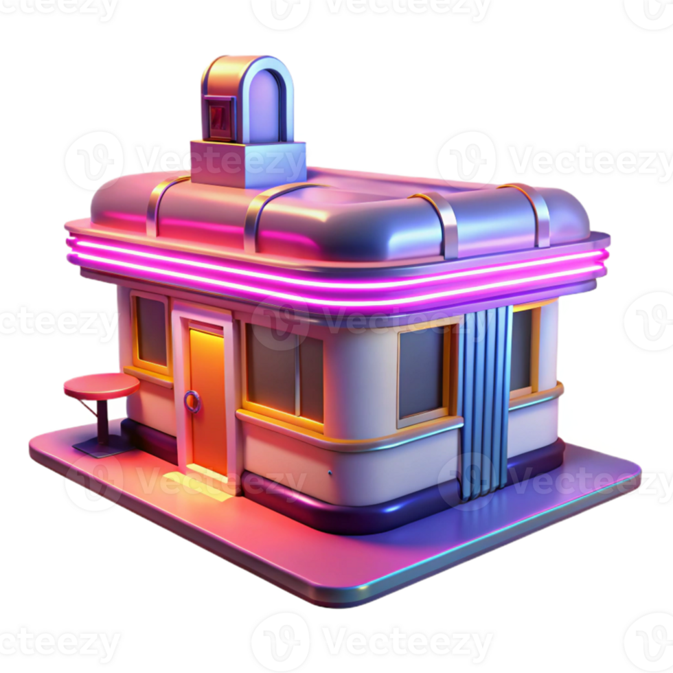 stunning traditional Retro Diner 3D Model professional png