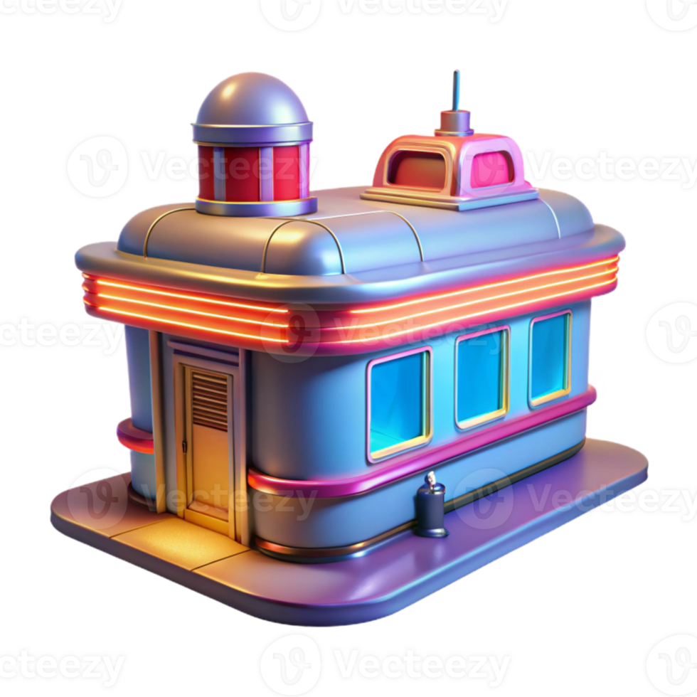 wonderful classic Retro Diner 3D Model detailed png