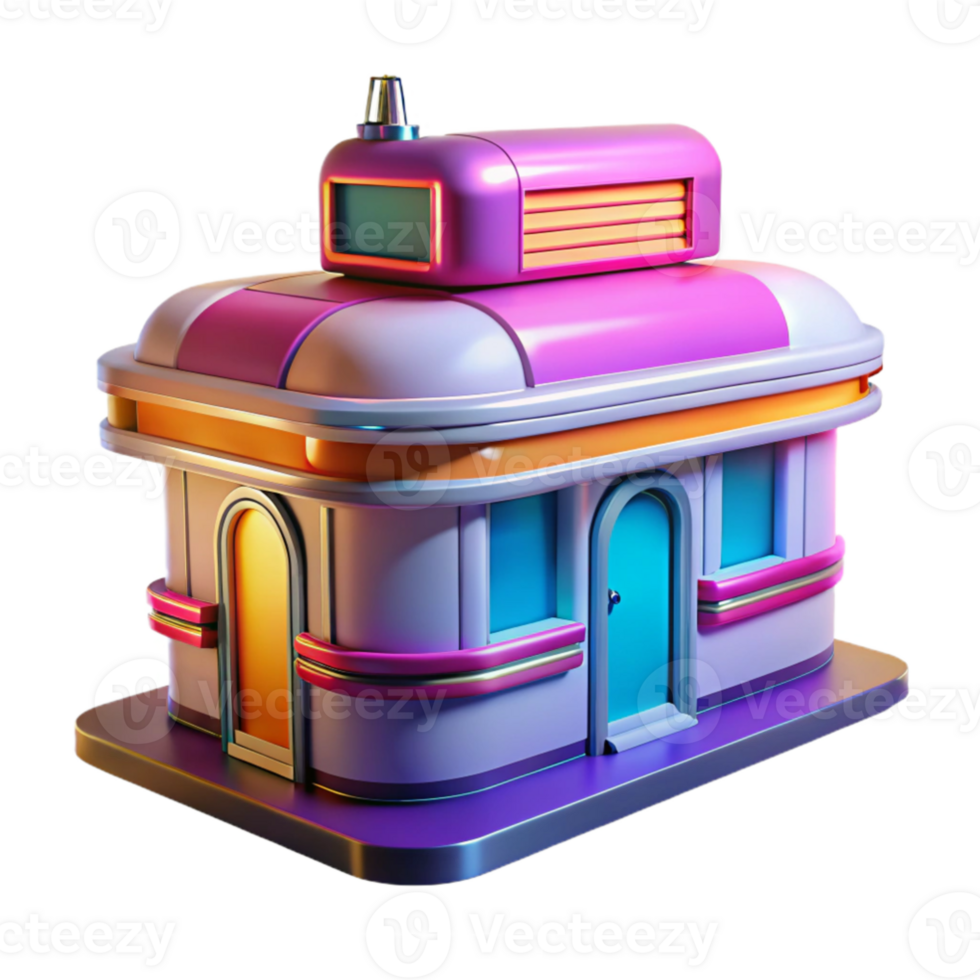 wonderful abstract Retro Diner 3D Model high quality png
