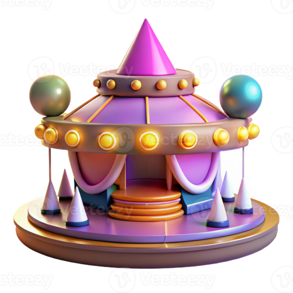 dramatic vintage Whimsical 3D Circus Tent Illustration high resolution png