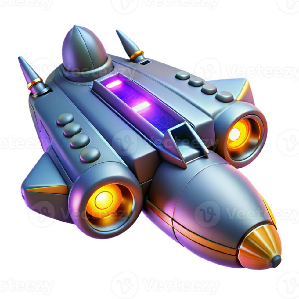 vibrant minimalist Futuristic Spaceship 3D Render authentic png