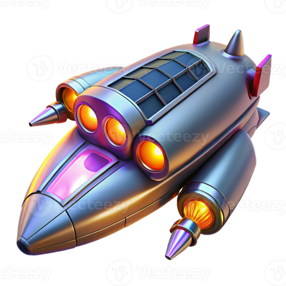 vibrant rustic Futuristic Spaceship 3D Render exclusive png