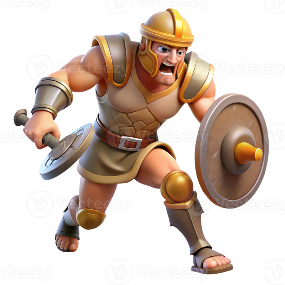 beautiful minimalist 3D Illustration of a Powerful Warrior 4K png