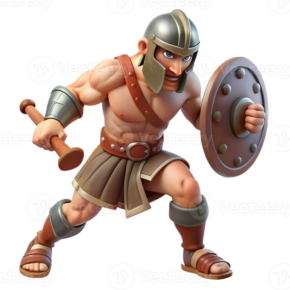 extraordinary vintage 3D Cartoon Gladiator Illustration high quality png