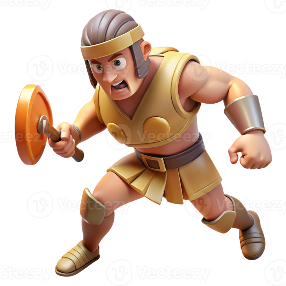 serene vintage 3D Render of Powerful Warrior 4K png