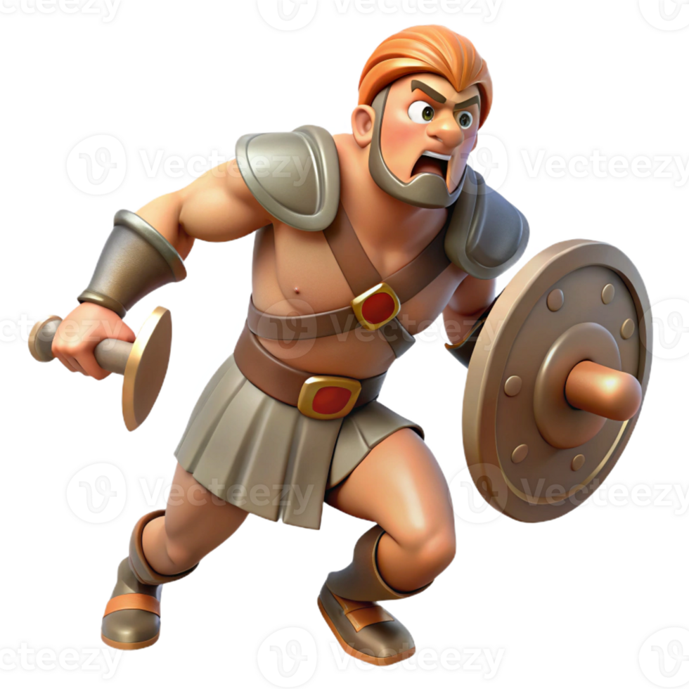 dramatic modern 3D Cartoon Gladiator Illustration genuine png