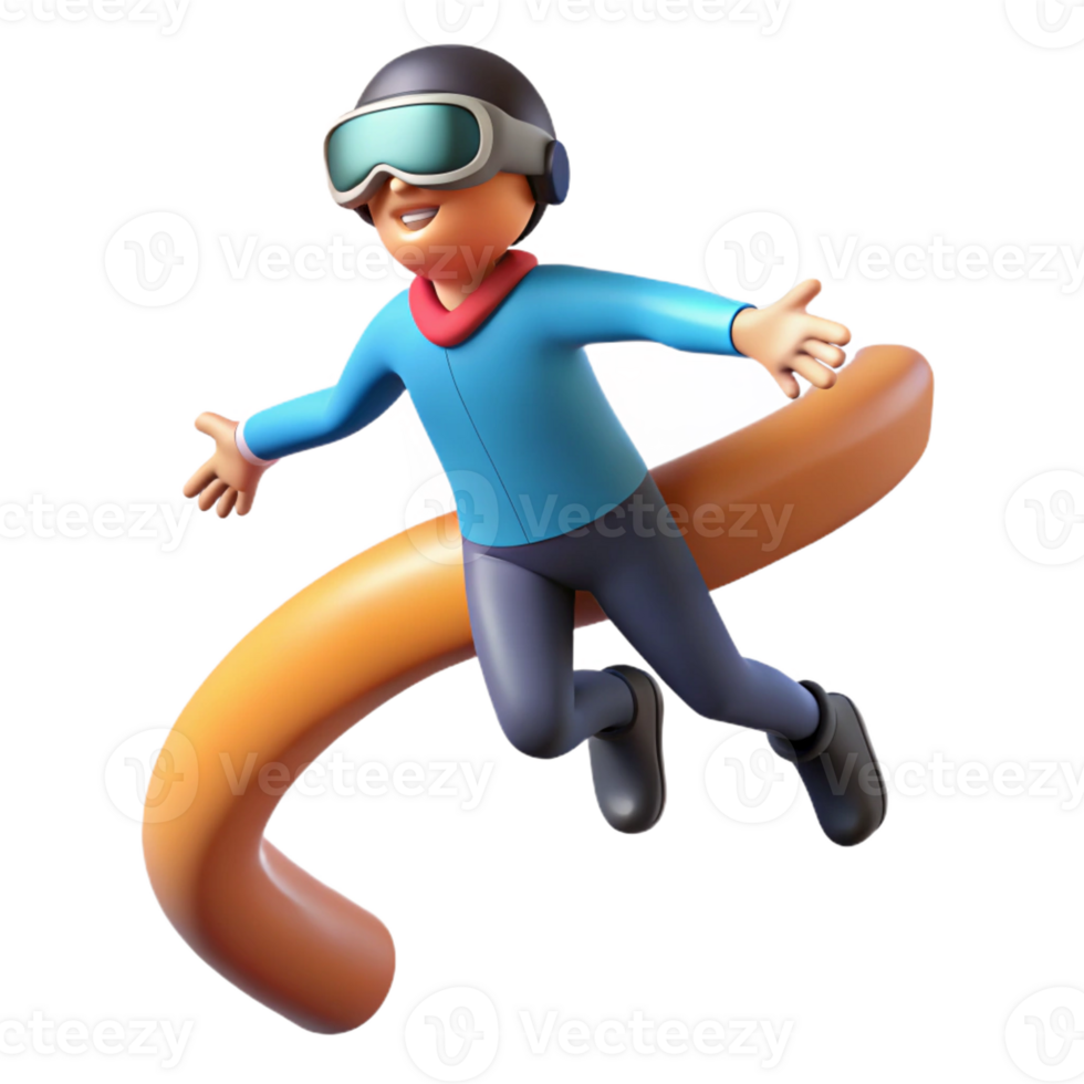 serene traditional 3D Illustration Joyful Cartoon Skier genuine png
