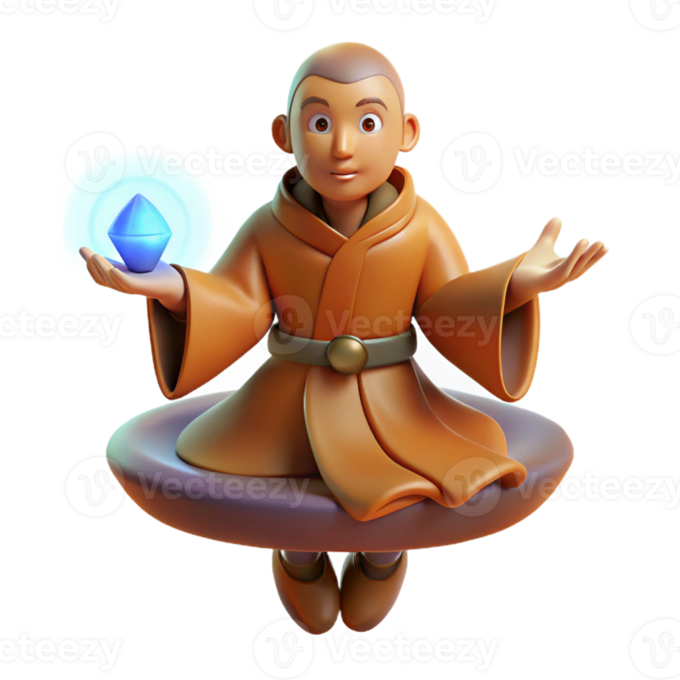beautiful creative 3D Monk Cartoon Illustration genuine png