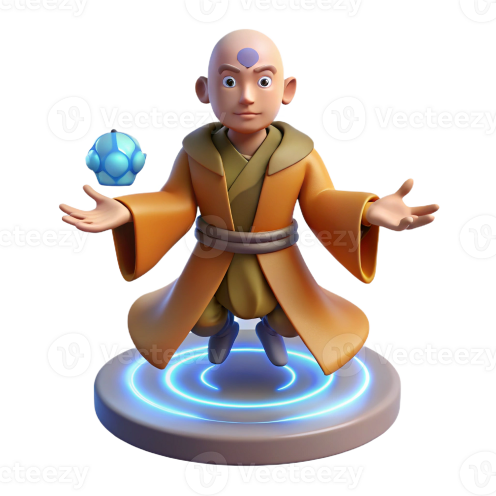 vibrant contemporary 3D Render Monk Cartoon Character original png