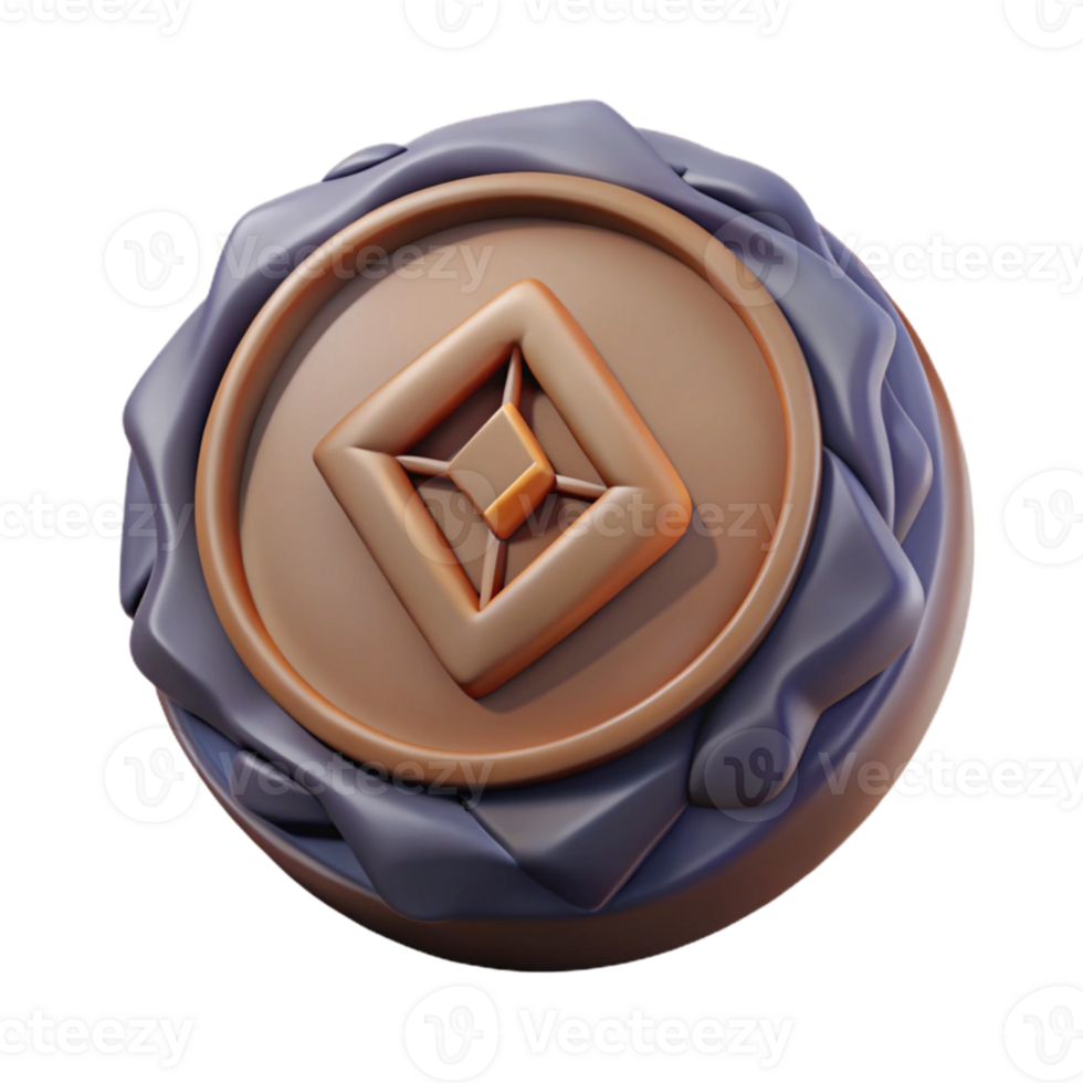 impressive creative 3D Render Brown Square Emblem high resolution png