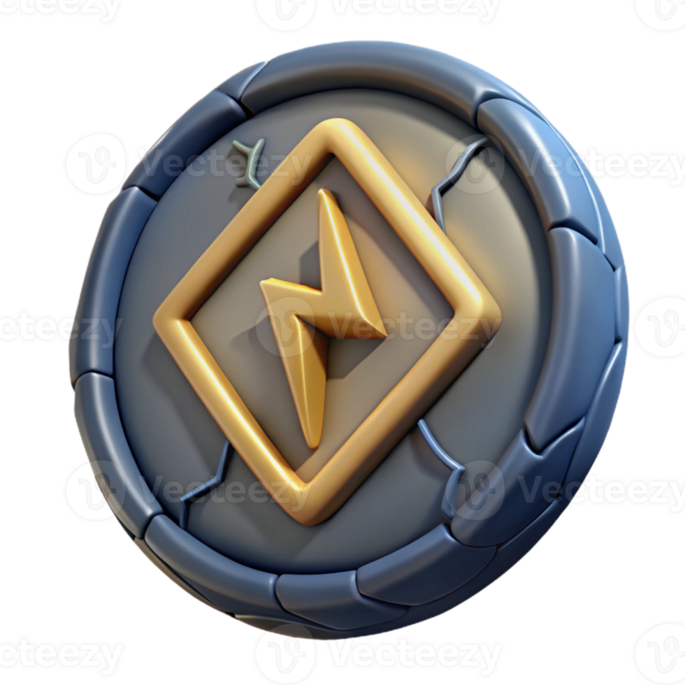 serene modern 3D Render Golden Lightning Emblem exclusive png