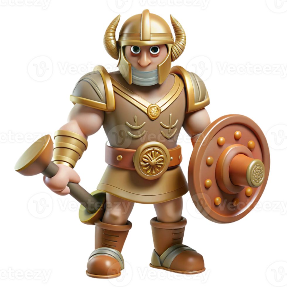 magnificent modern 3D Cartoon Warrior Illustration high resolution png