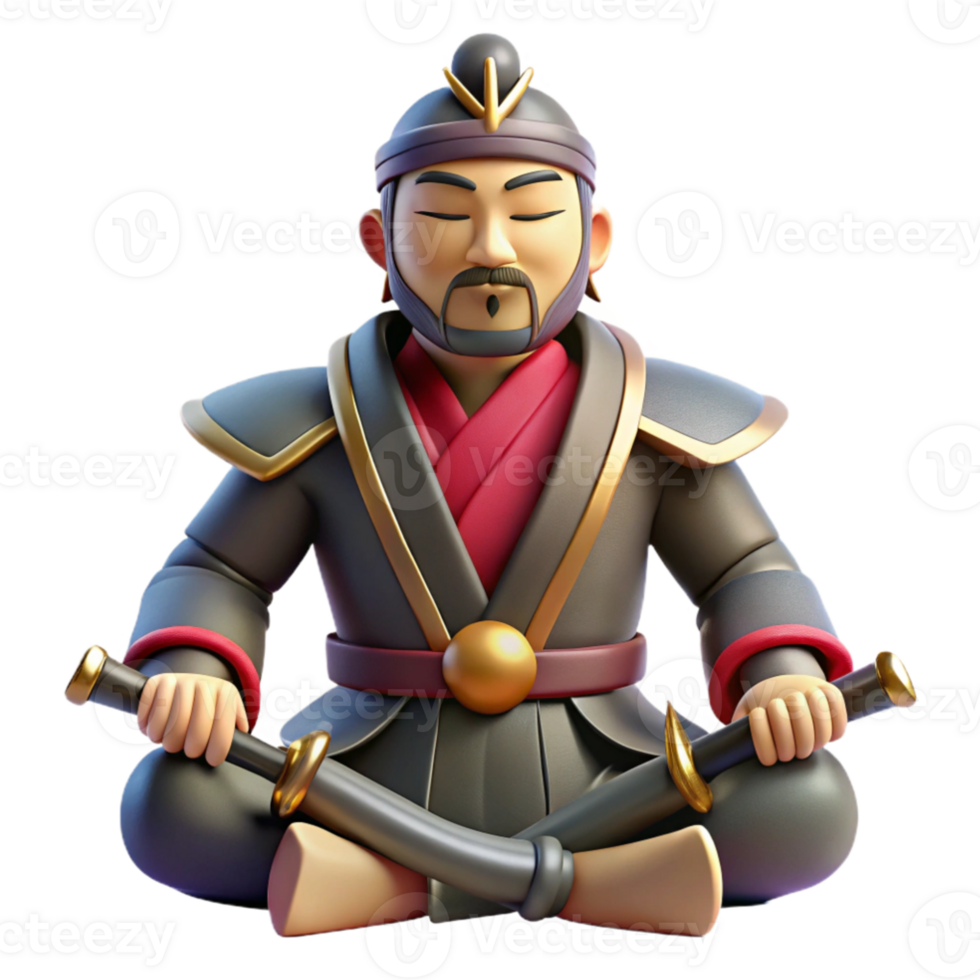 wonderful abstract 3D Render of Meditating Warrior detailed png