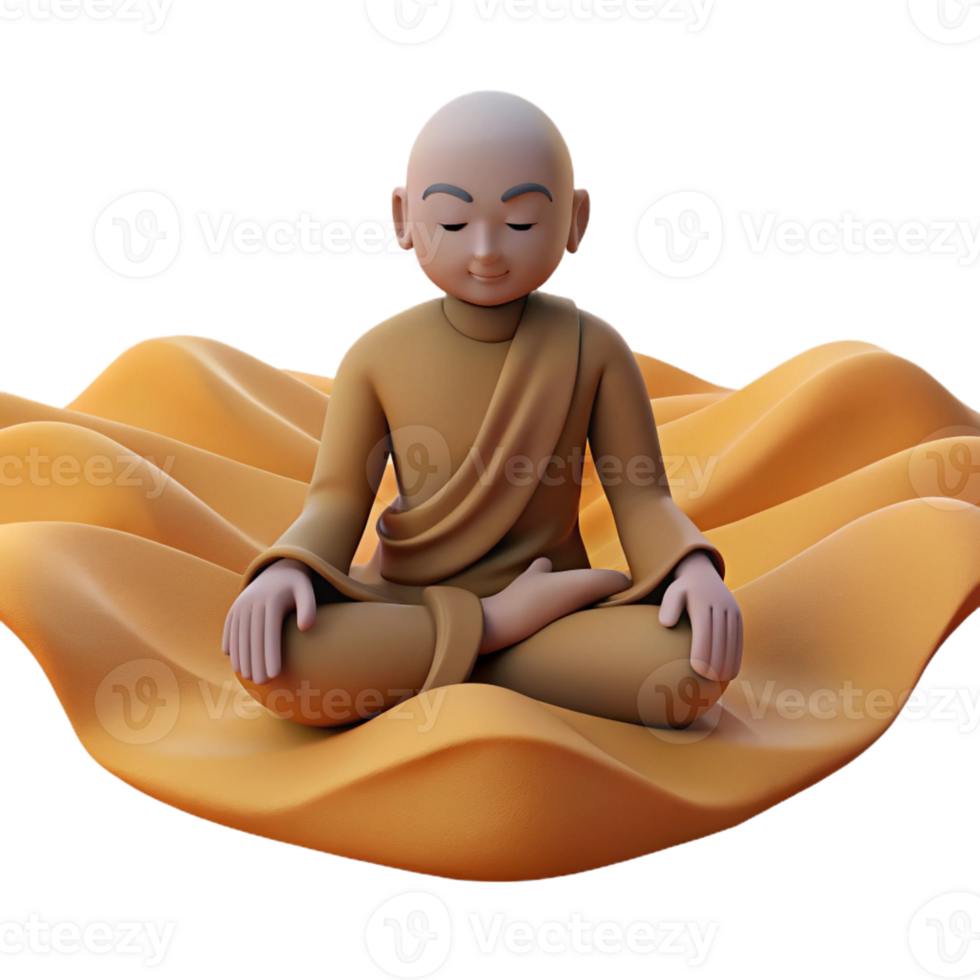 magnificent abstract 3D Monk in Meditation on Abstract Background original png