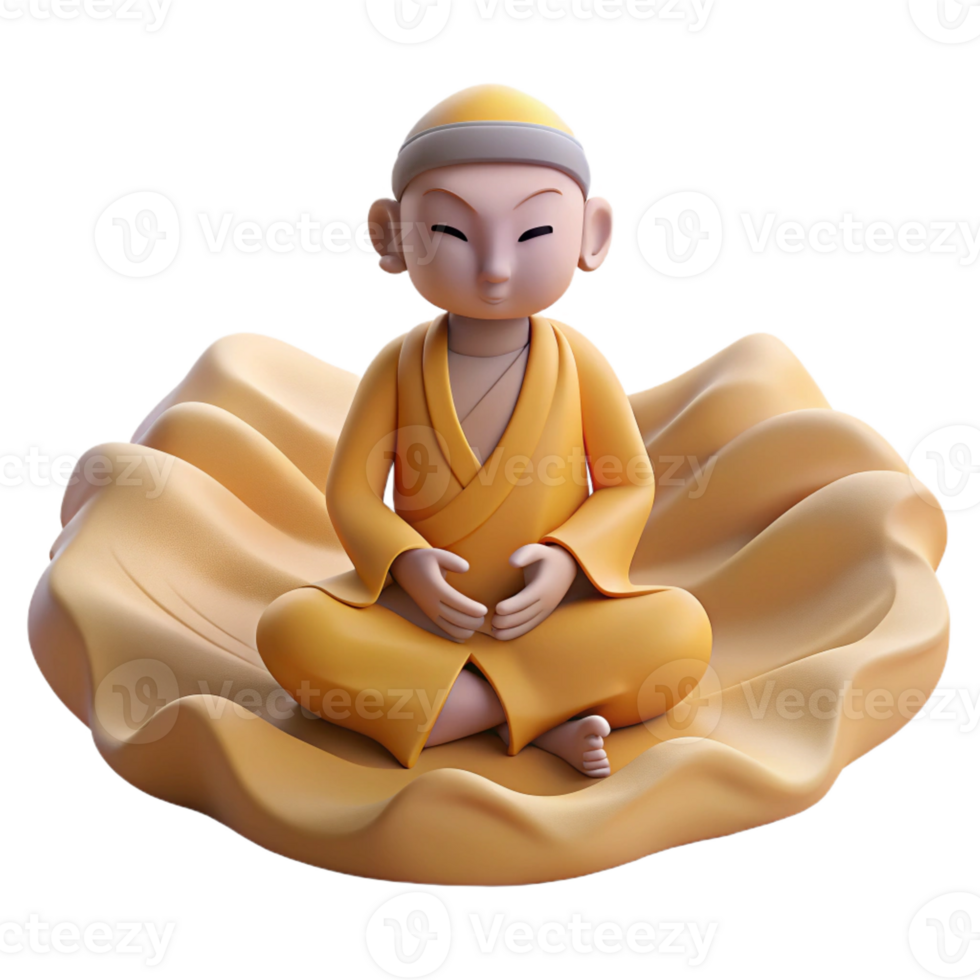 magnificent creative 3D Monk in Lotus Position Illustration premium png