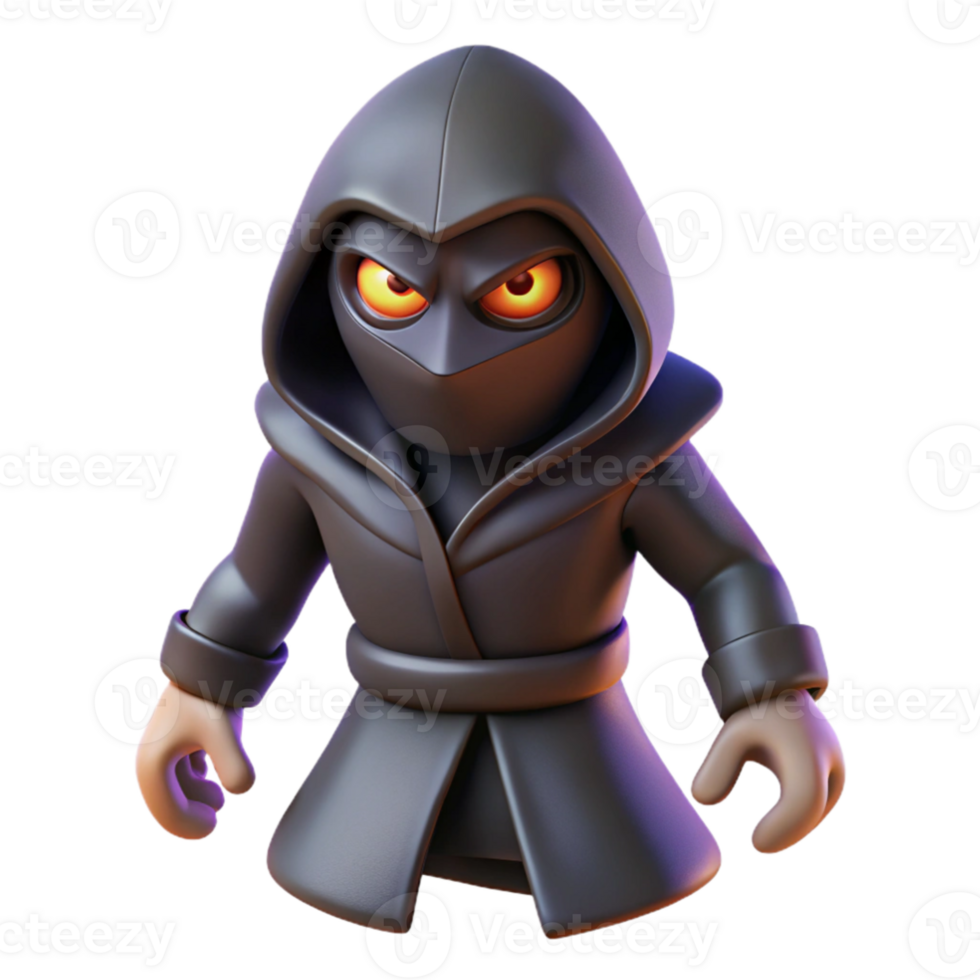 dramatic abstract 3D Render Mysterious Hooded Figure high quality png