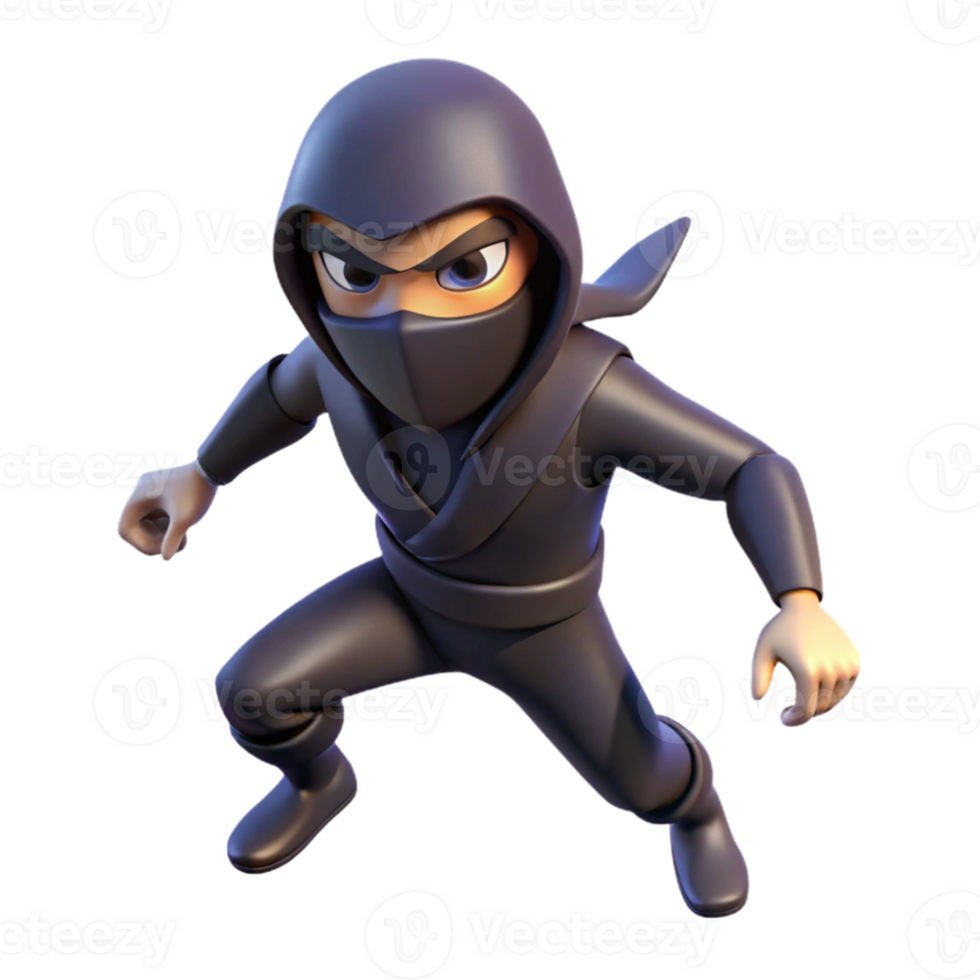 impressive vintage 3D Cartoon Ninja Illustration original png