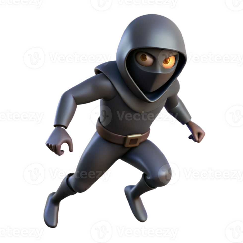 extraordinary abstract 3D Cartoon Ninja Running Illustration high resolution png