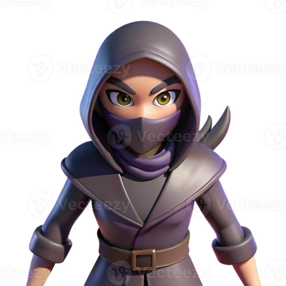 magnificent creative 3D Render Mysterious Ninja Character premium png