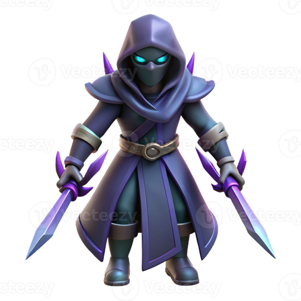 stunning vintage 3D Render Mysterious Hooded Figure premium png