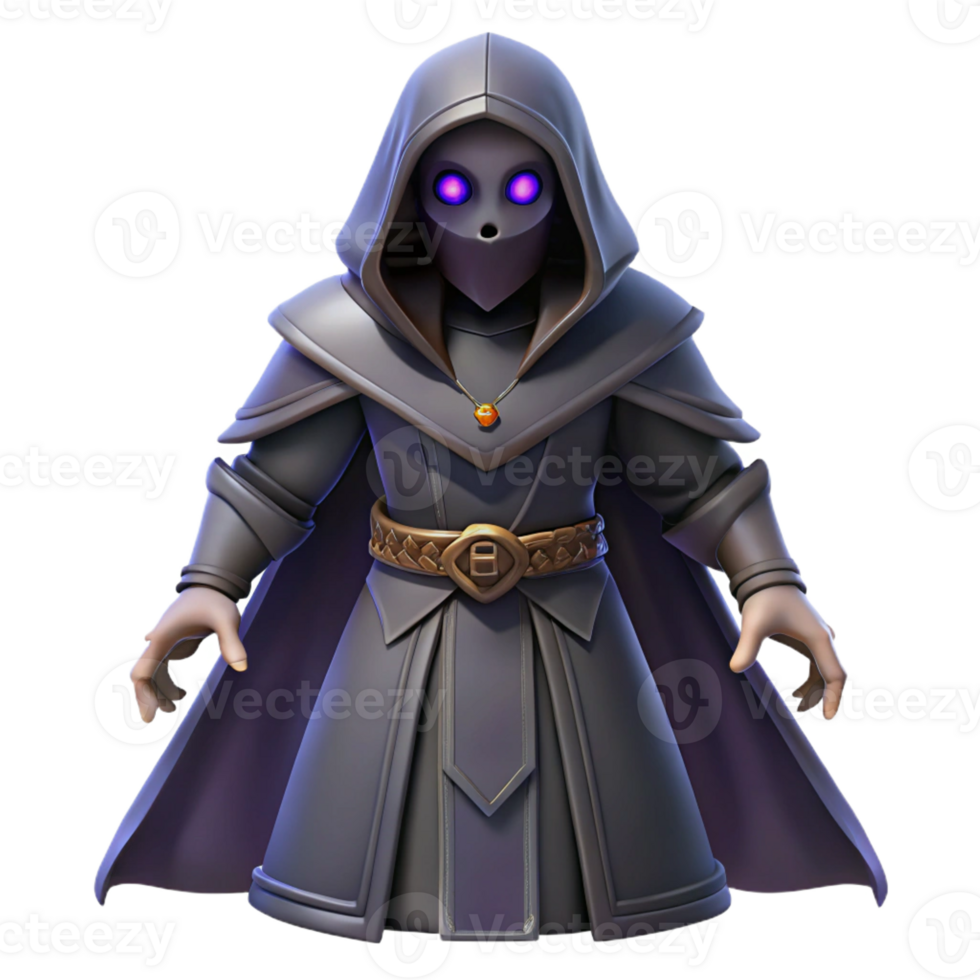 extraordinary traditional Mysterious Hooded Figure 3D Render original png