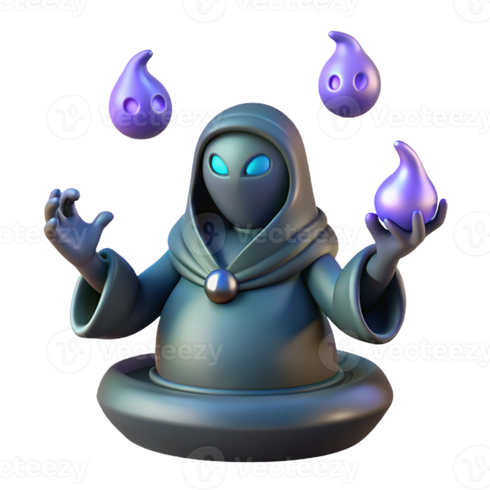 elegant rustic 3D Render Mystic Mage with Floating Flames genuine png