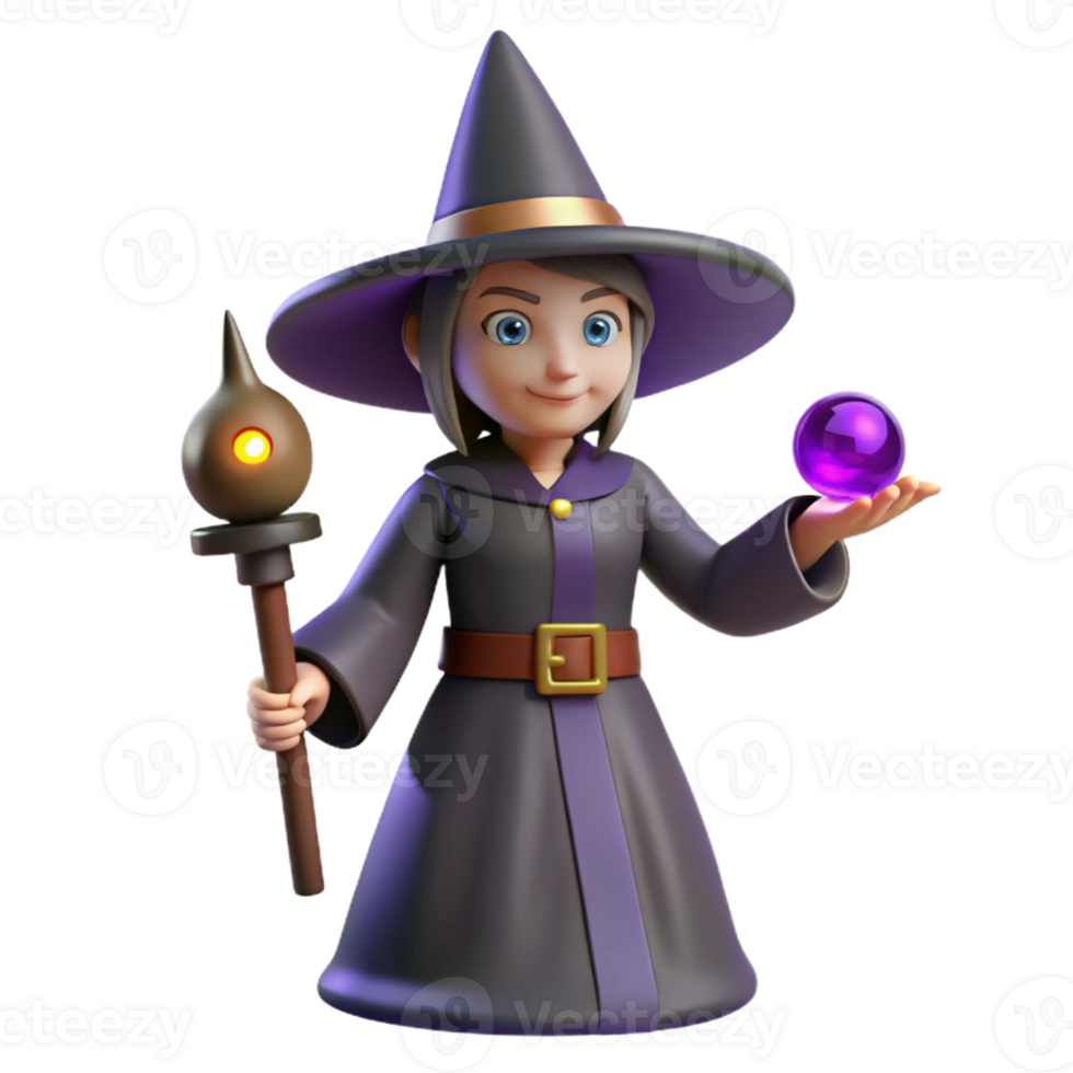 impressive modern Cute Witch 3D Render exclusive png