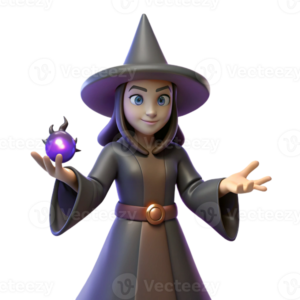 stunning abstract Cute Witch 3D Render original png