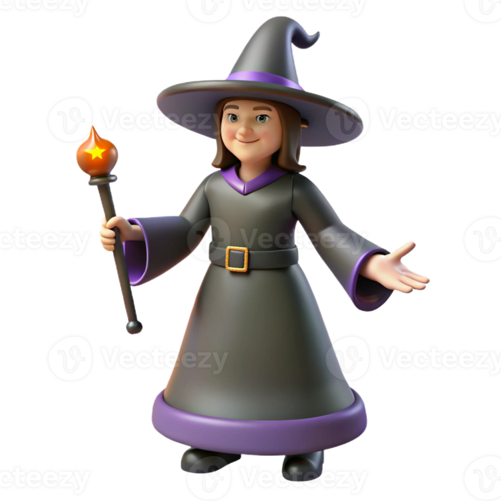 extraordinary classic Friendly Witch 3D Render original png