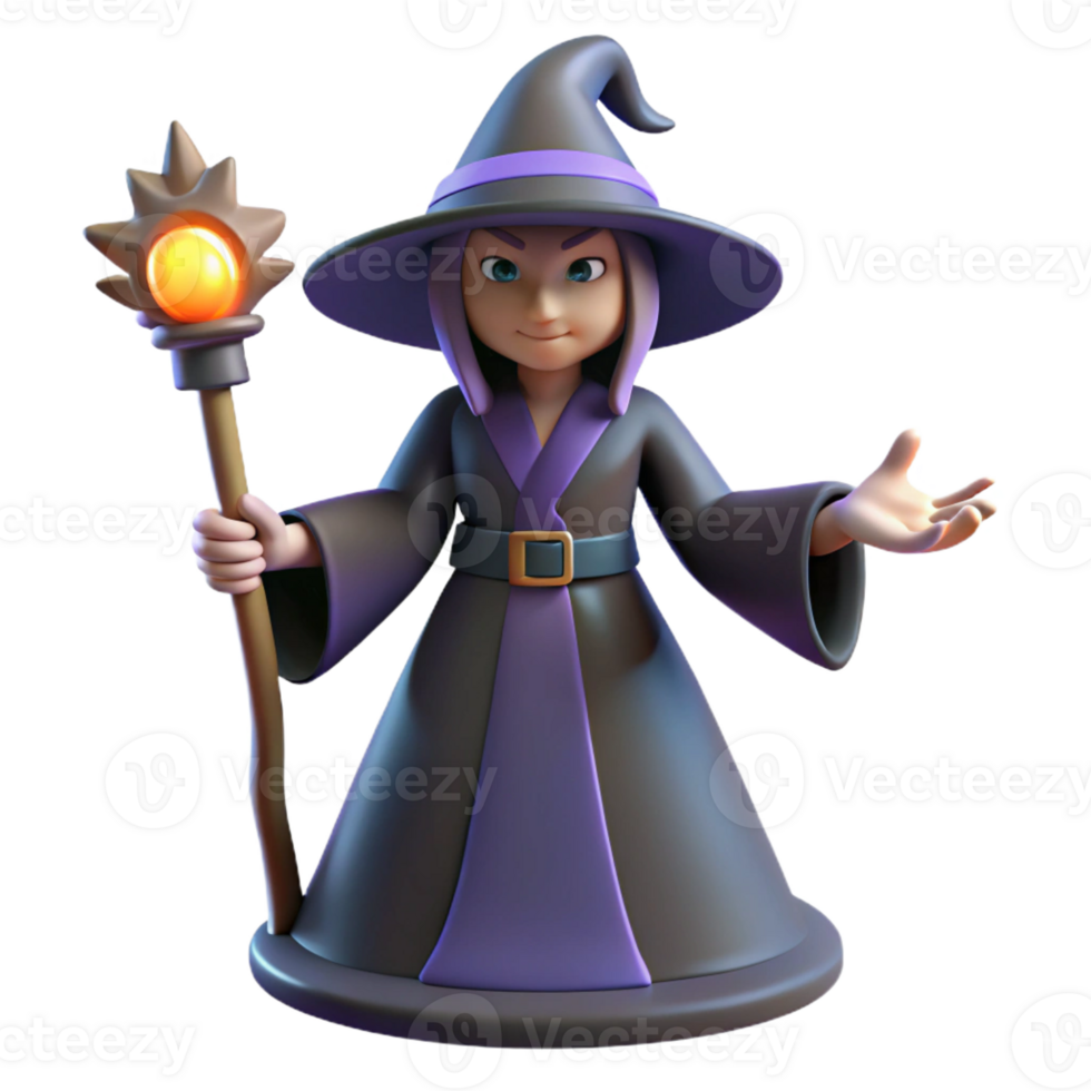 extraordinary classic 3D Render of a Cute Cartoon Witch exclusive png