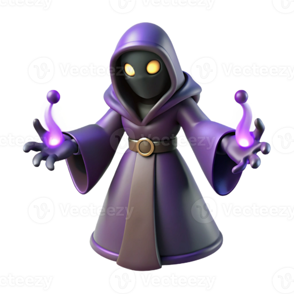 beautiful traditional Dark Wizard 3D Render high quality png