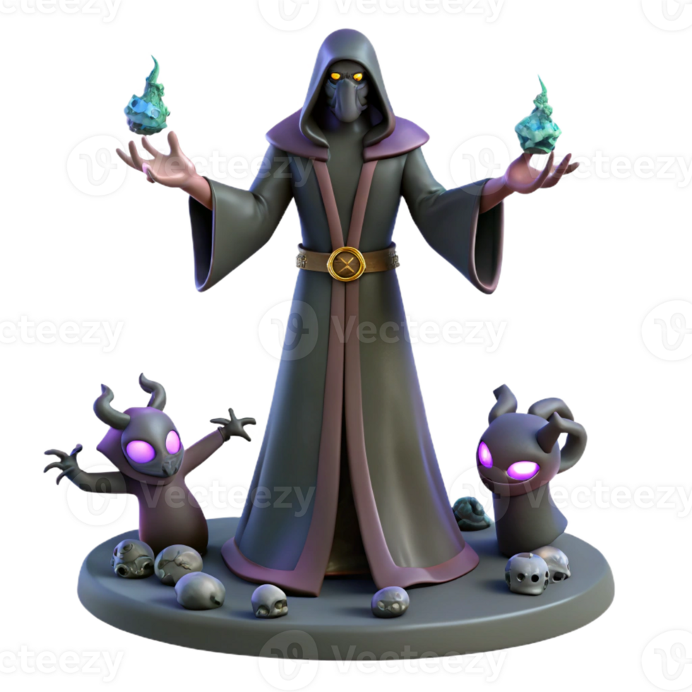 extraordinary modern Dark Sorcerer 3D Render premium png