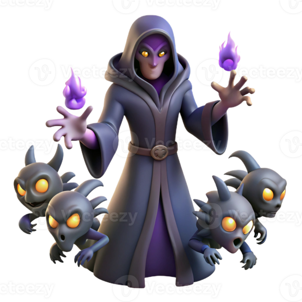 stunning classic Dark Wizard 3D Illustration 4K png