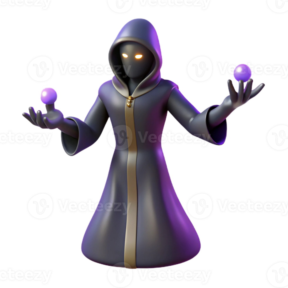 vibrant abstract 3D Render Mysterious Wizard high resolution png
