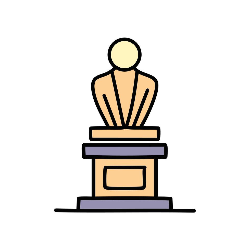 trophy award icon over white background, line style, illustration vector